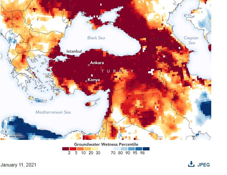 NASA Türkiye yer altı su kaynakları haritasını yayınladı; hızla kuraklığa gidiyoruz!